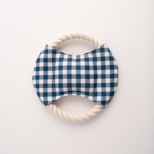 Pet Rope Frisbee - NAVY GINGHAM